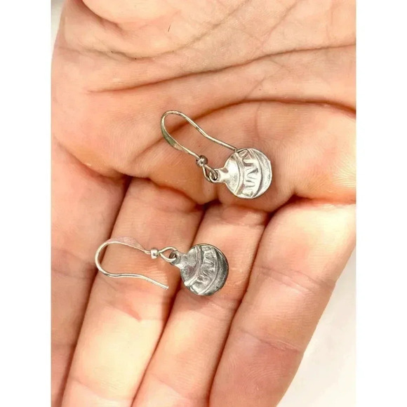 Silver Toned Gold Glitter Adorned Vintage Ornament Shaped Dangle Earrings - Picture 5 of 7